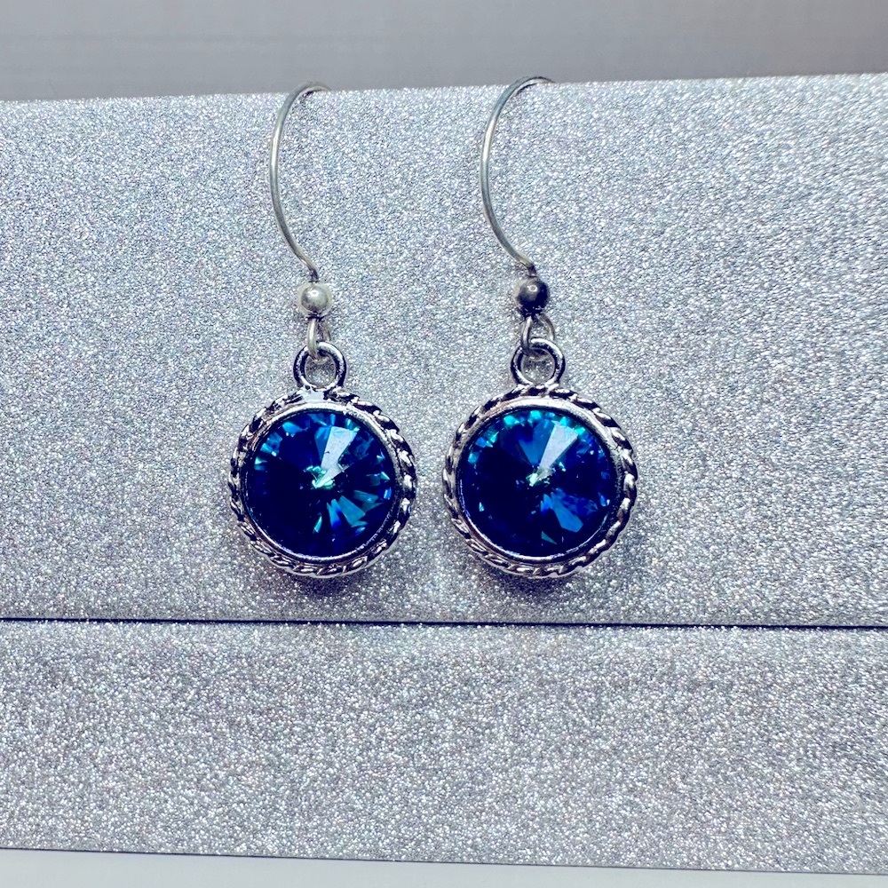 Elegant Blue and Silver Drop Earrings